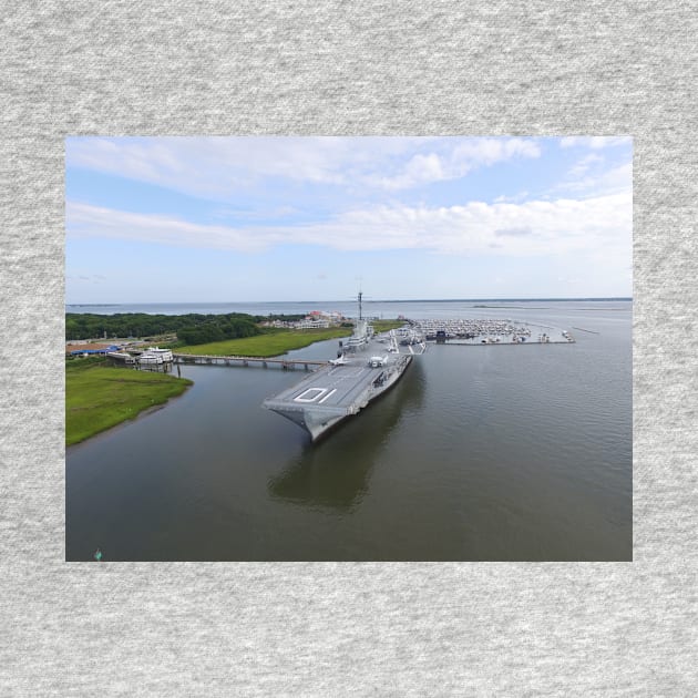 Photo from drone of a side view of the USS Yorktown by PugDronePhotos